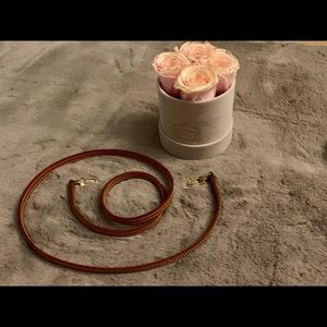 Louis Vuitton leather crossbody strap. 47 inches. Gorgeous honey patina!